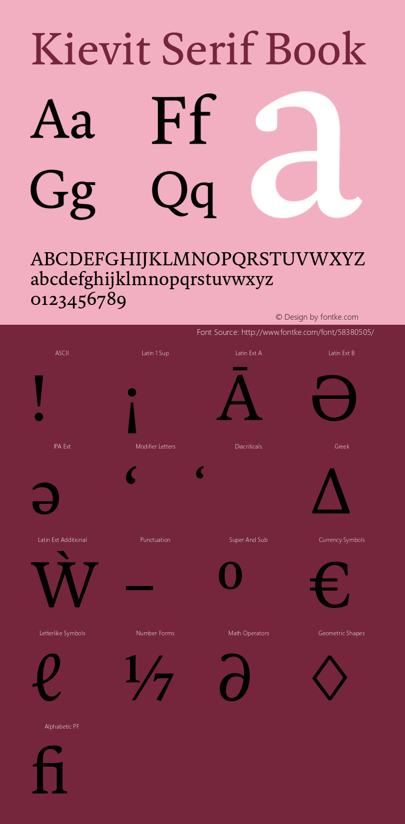 Kievit Serif Book Version 1.000, build 1030, FoPs, FL 5.04 Font Sample