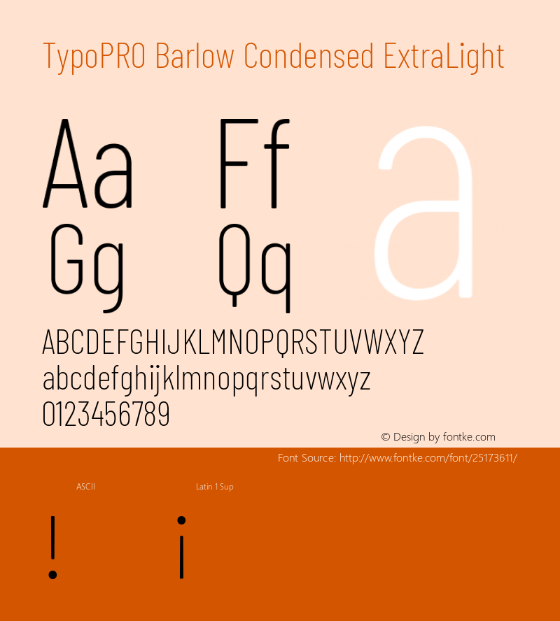 TypoPRO Barlow Condensed ExtraLight Version 1.301 Font Sample