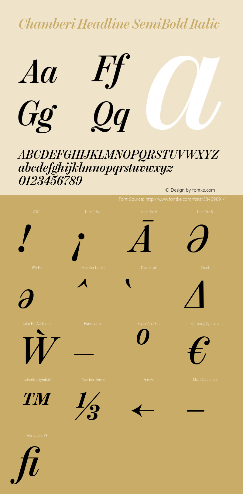 Chamberi Headline SemiBold Italic Version 1.000 Font Sample