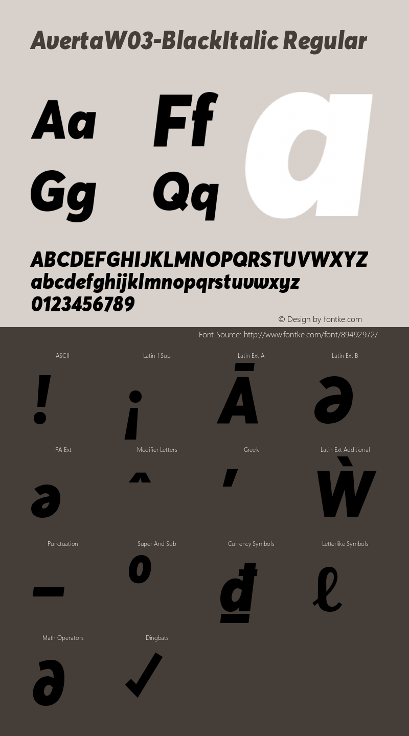 Averta W03 Black Italic Version 1.20 Font Sample