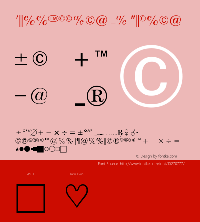 Commercial Pi Normal Version 003.001 Font Sample