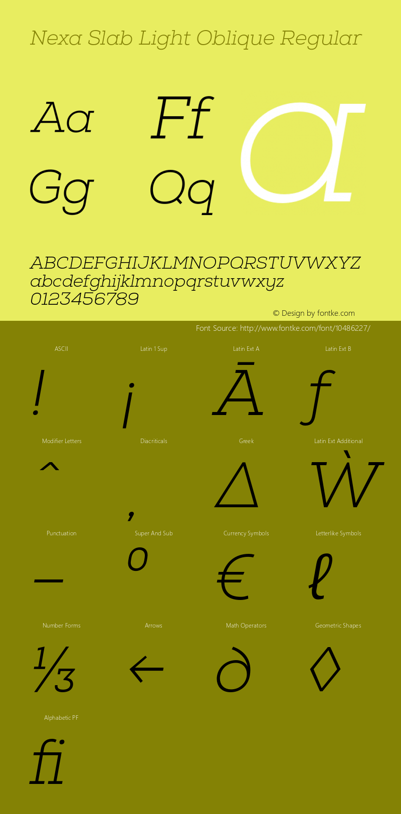 Nexa Slab Light Oblique Regular Version 0.000 Font Sample