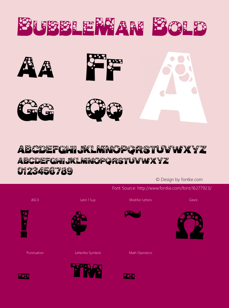 BubbleMan Bold Macromedia Fontographer 4.1.5 8/25/98 Font Sample