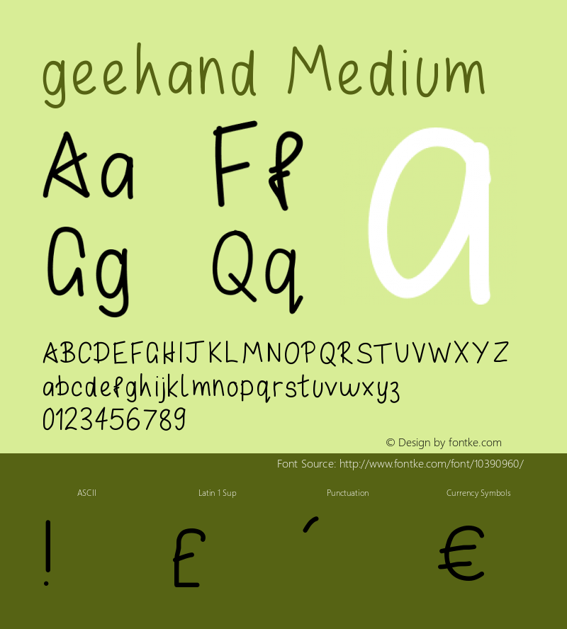 geehand Medium Version 001.000 Font Sample