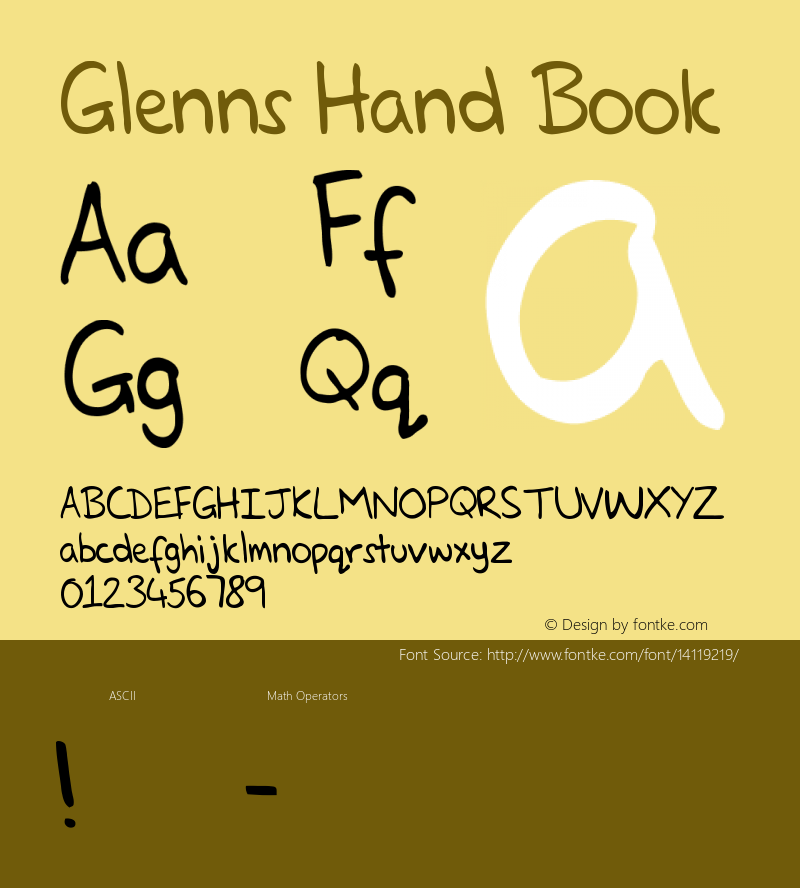 Glenns Hand Book Version 1.0 Font Sample