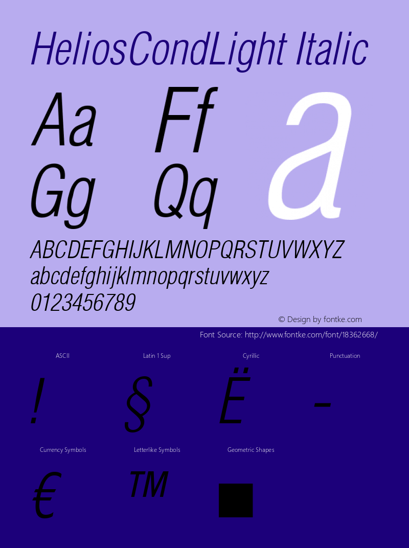 HeliosCondLight Italic OTF 1.0;PS 004.001;Core 116;AOCW 1.0 161 Font Sample