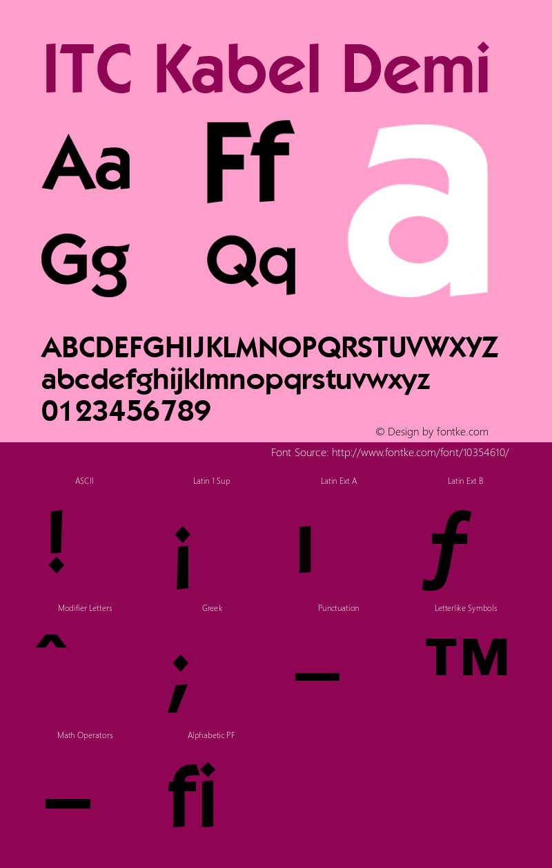 ITC Kabel Demi Version 001.001 Font Sample