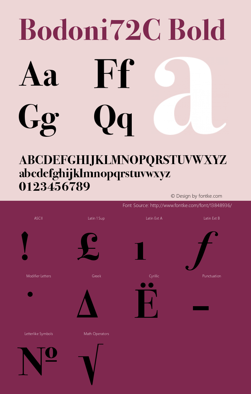 Bodoni72C Bold Version 001.000 Font Sample