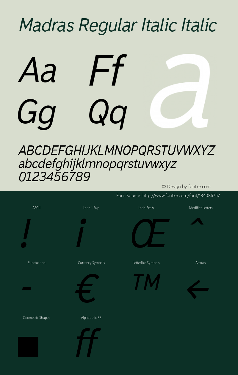 Madras Regular Italic Italic Version 001.001 Font Sample