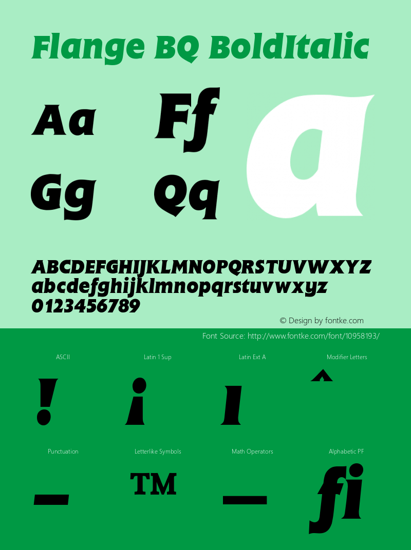 Flange BQ BoldItalic Version 001.000 Font Sample