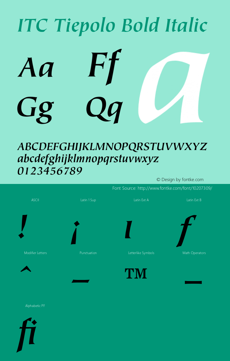 ITC Tiepolo Bold Italic 001.000 Font Sample