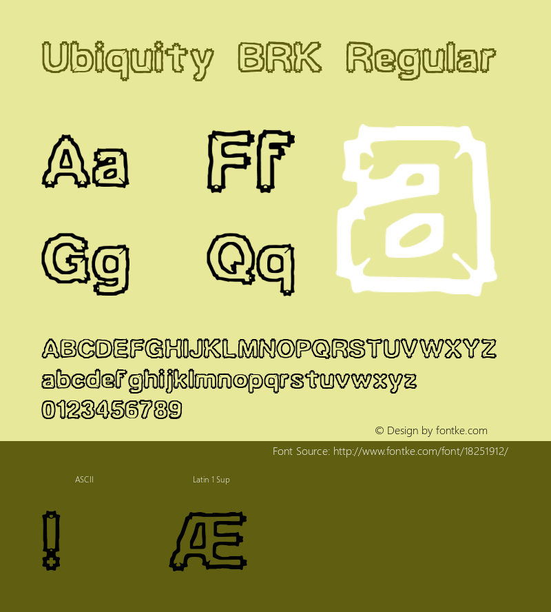 Ubiquity BRK Regular Version 3.22 Font Sample