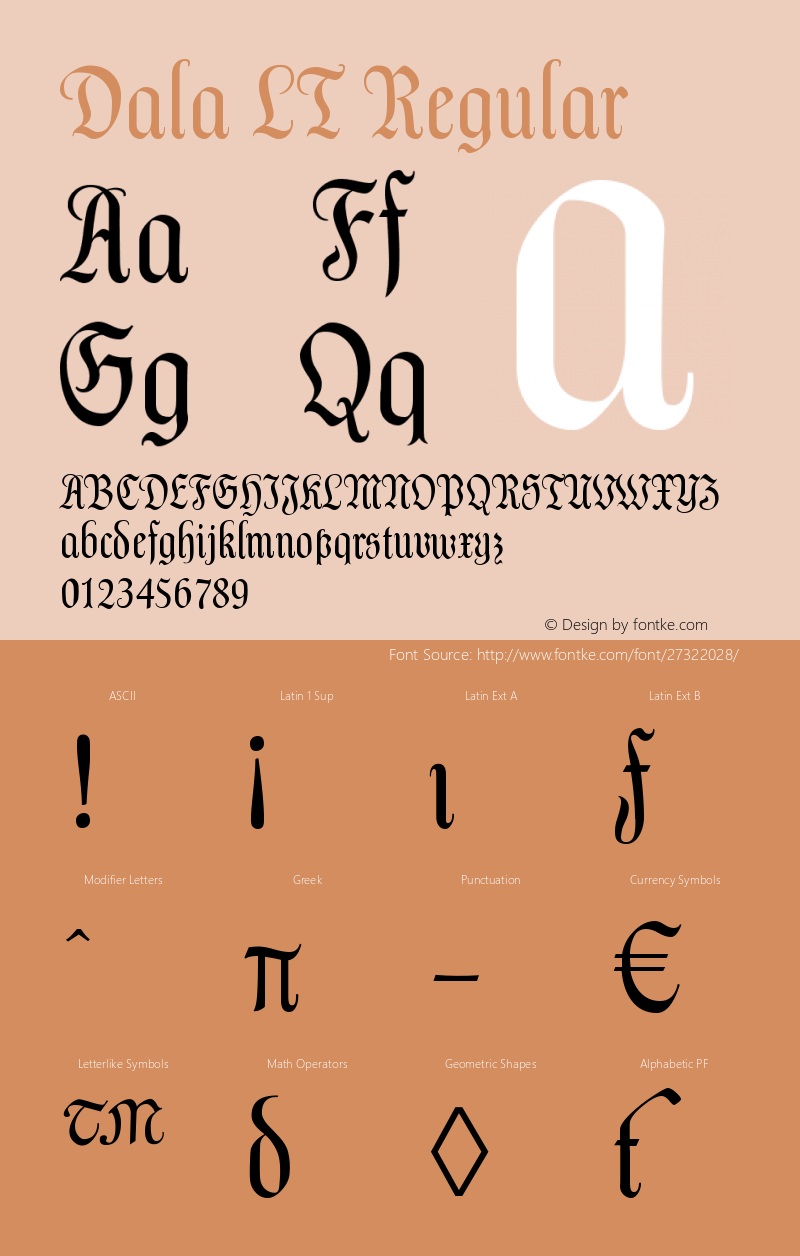 Dala LT Text Version 2.01;2005 Font Sample