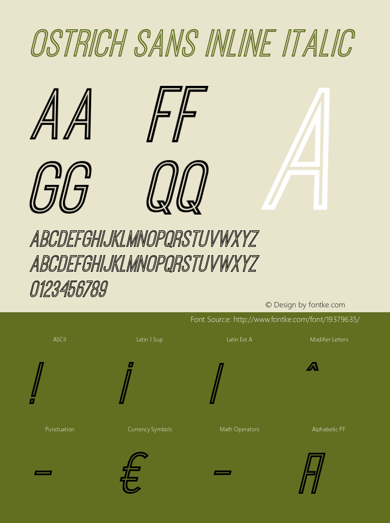 OstrichSansInline-Italic Version 1.002 Font Sample