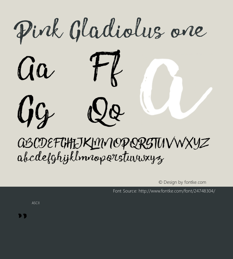 Pink Gladiolus one  Font Sample