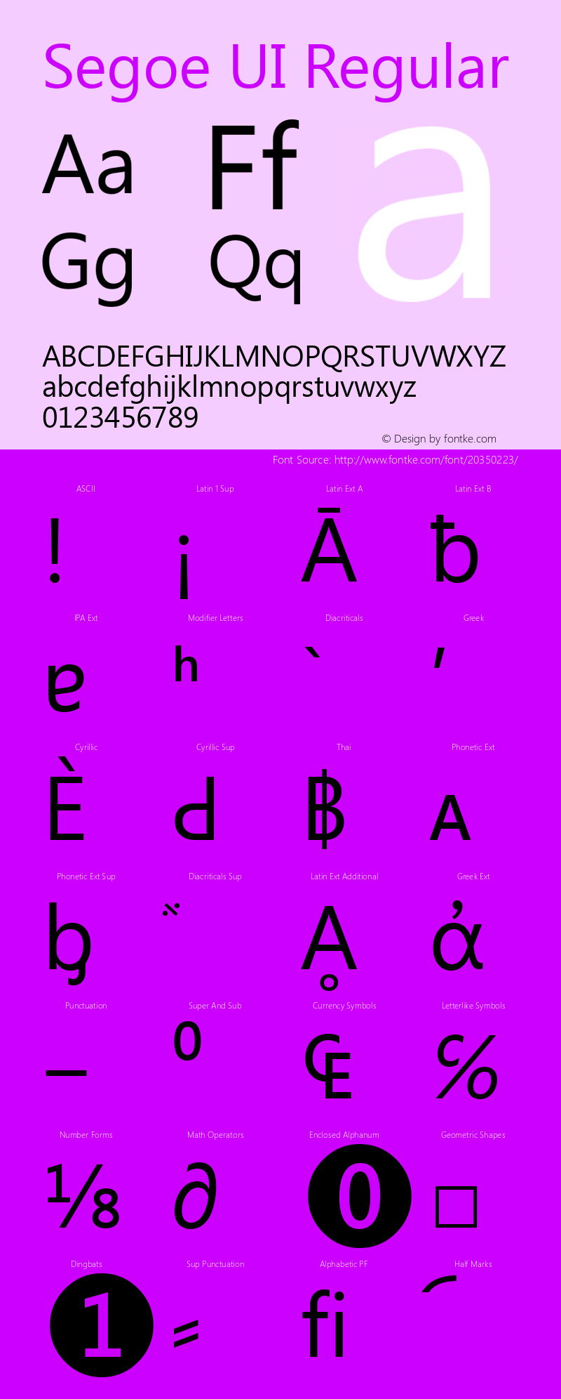 Segoe UI Version 0.96 Font Sample