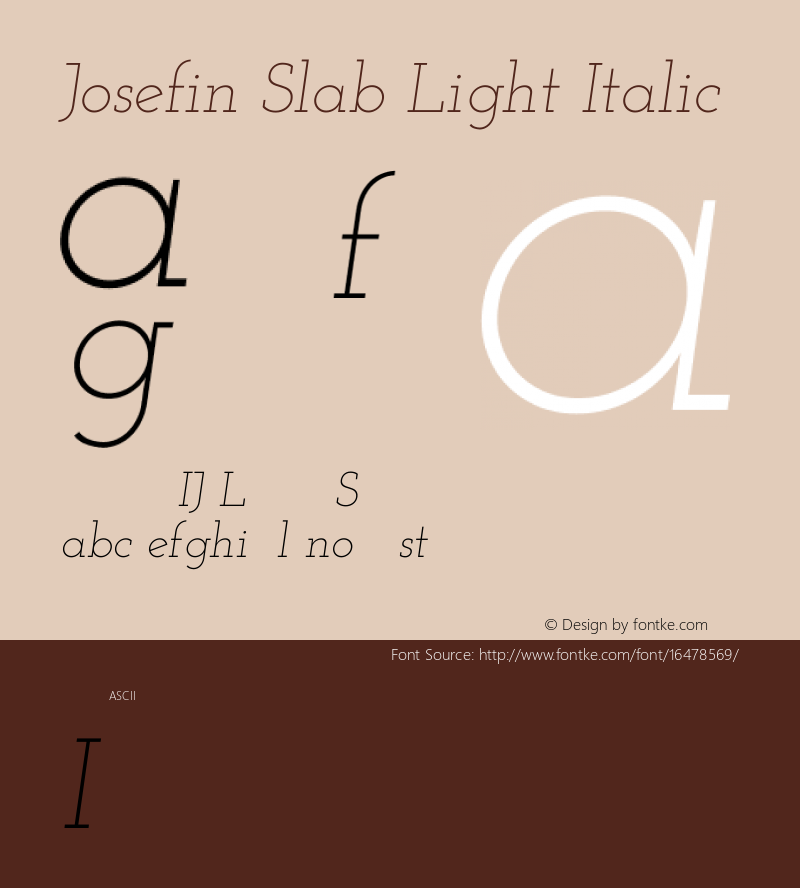 Josefin Slab Light Italic Version 1.000 Font Sample