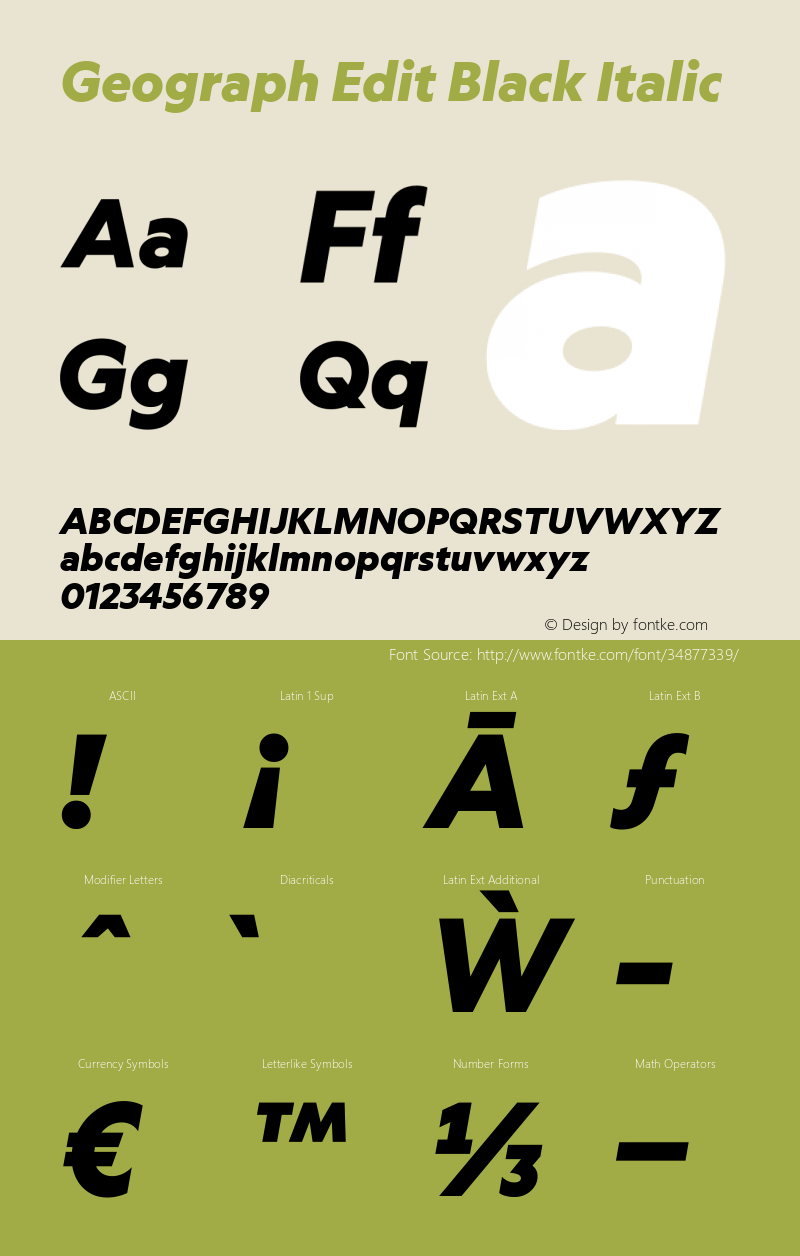 GeographEdit-BlackItalic Version 1.001 Font Sample