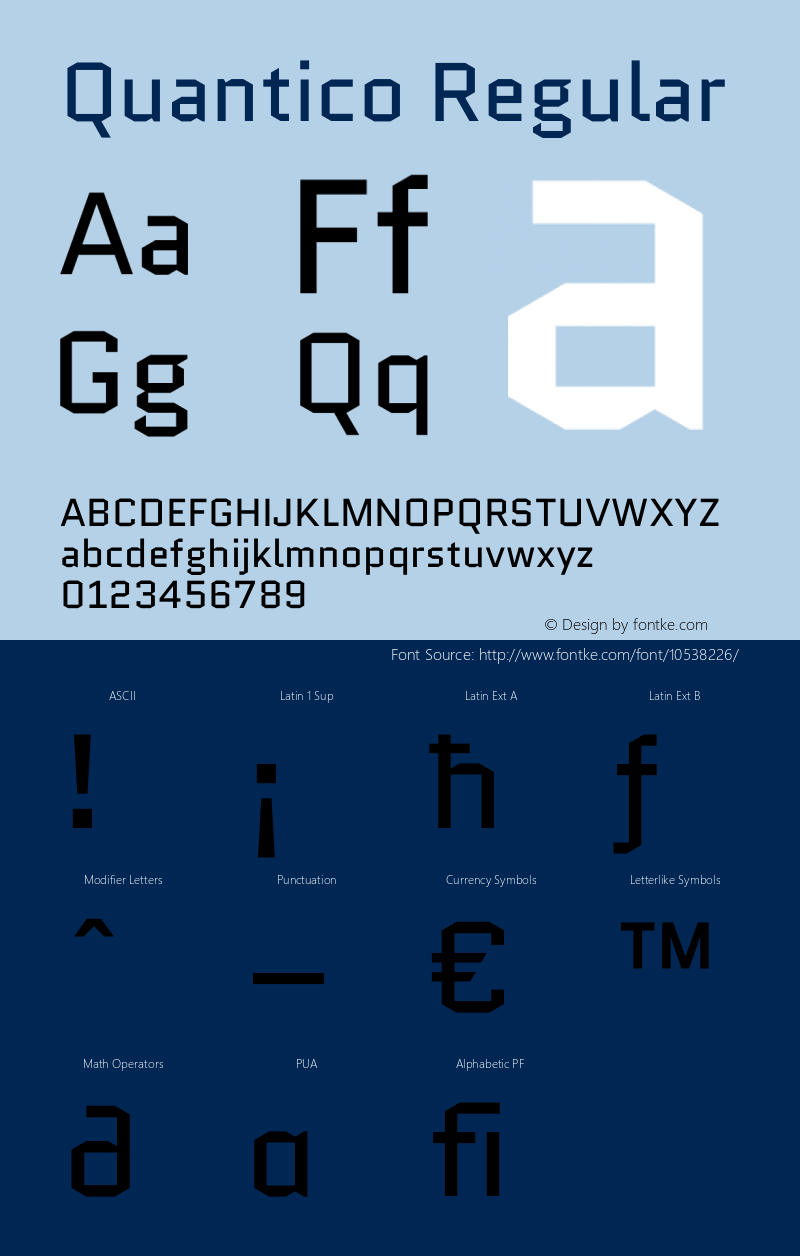 Quantico Regular Version 2.002 Font Sample