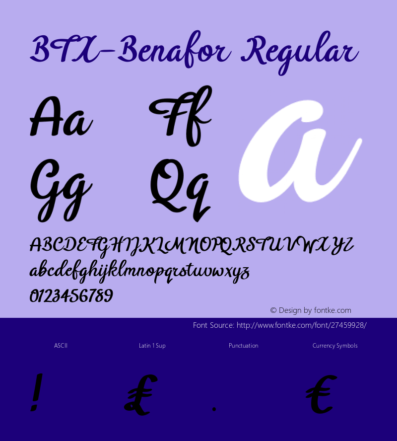 BTX-Benafor Regular Version 1.000;PS 001.000;hotconv 1.0.88;makeotf.lib2.5.64775 Font Sample