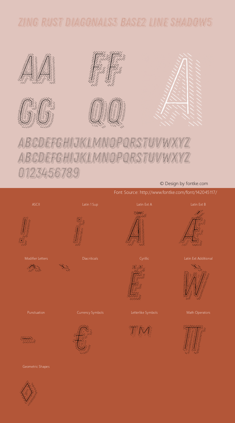 Zing Rust Diagonals3 Base2 Line Shadow5 Version 1.000 Font Sample