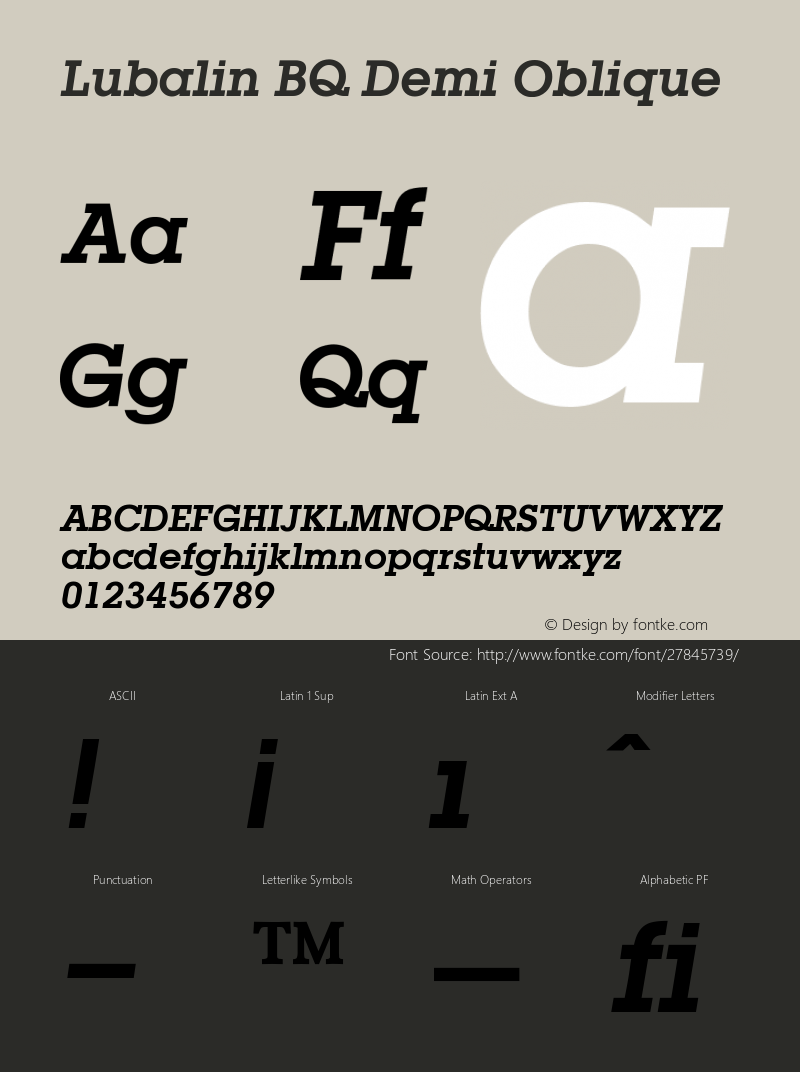 LubalinBQ-DemiOblique 001.000 Font Sample