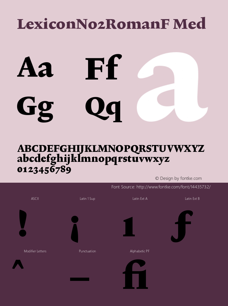 LexiconNo2RomanF Med Version 001.000 Font Sample