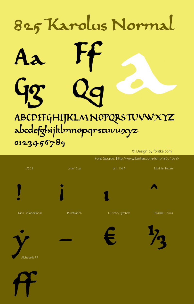 825 Karolus Normal Version 1.000 Font Sample