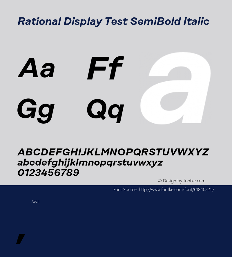 Rational Display Test SemiBold Italic Version 1.000;PS 001.000;hotconv 1.0.88;makeotf.lib2.5.64775 Font Sample