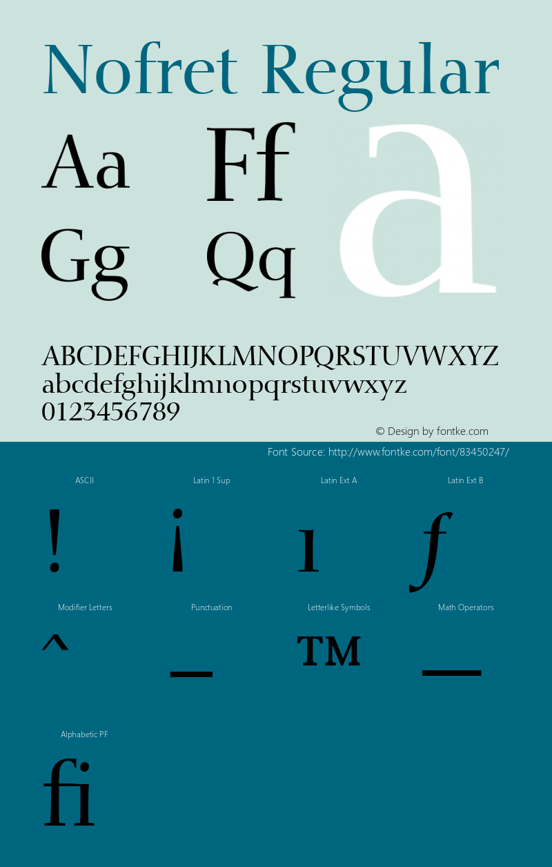 Nofret Regular Version 001.001 Font Sample