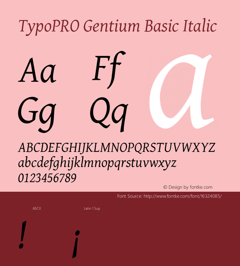 TypoPRO Gentium Basic Italic Version 1.102; 2013; Maintenance release Font Sample