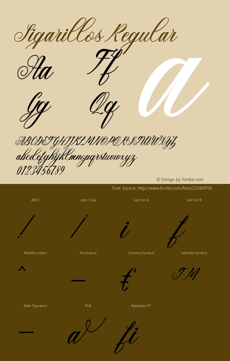 Sigarillos Version 1.000 Font Sample