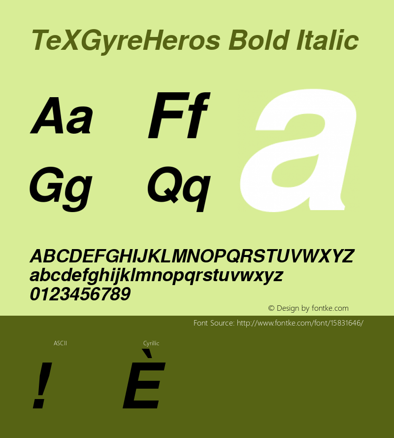 TeXGyreHeros Bold Italic Version 1.103;PS 1.103;hotconv 1.0.49;makeotf.lib2.0.14853; ttfautohint (v1.4.1) Font Sample