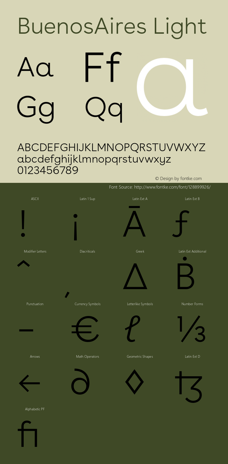 BuenosAiresWeb-Light Version 17.000 Font Sample