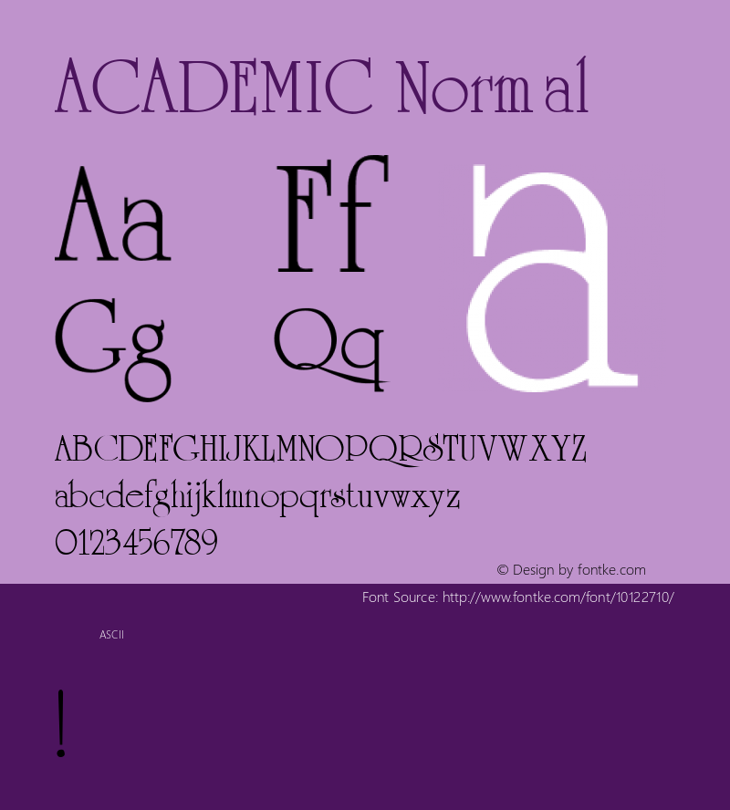 ACADEMIC Normal (C)1992 ATTITUDE, INC. All Rights Reserved Font Sample