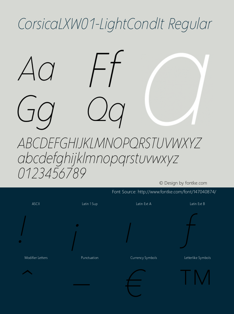 Corsica LX W01 Light Cond It Version 1.00 Font Sample