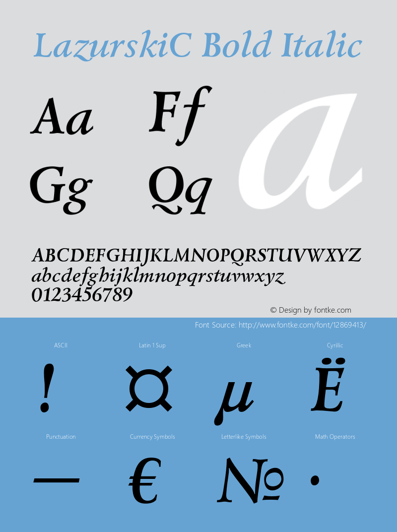 LazurskiC Bold Italic OTF 1.0;PS 001.000;Core 116;AOCW 1.0 161 Font Sample