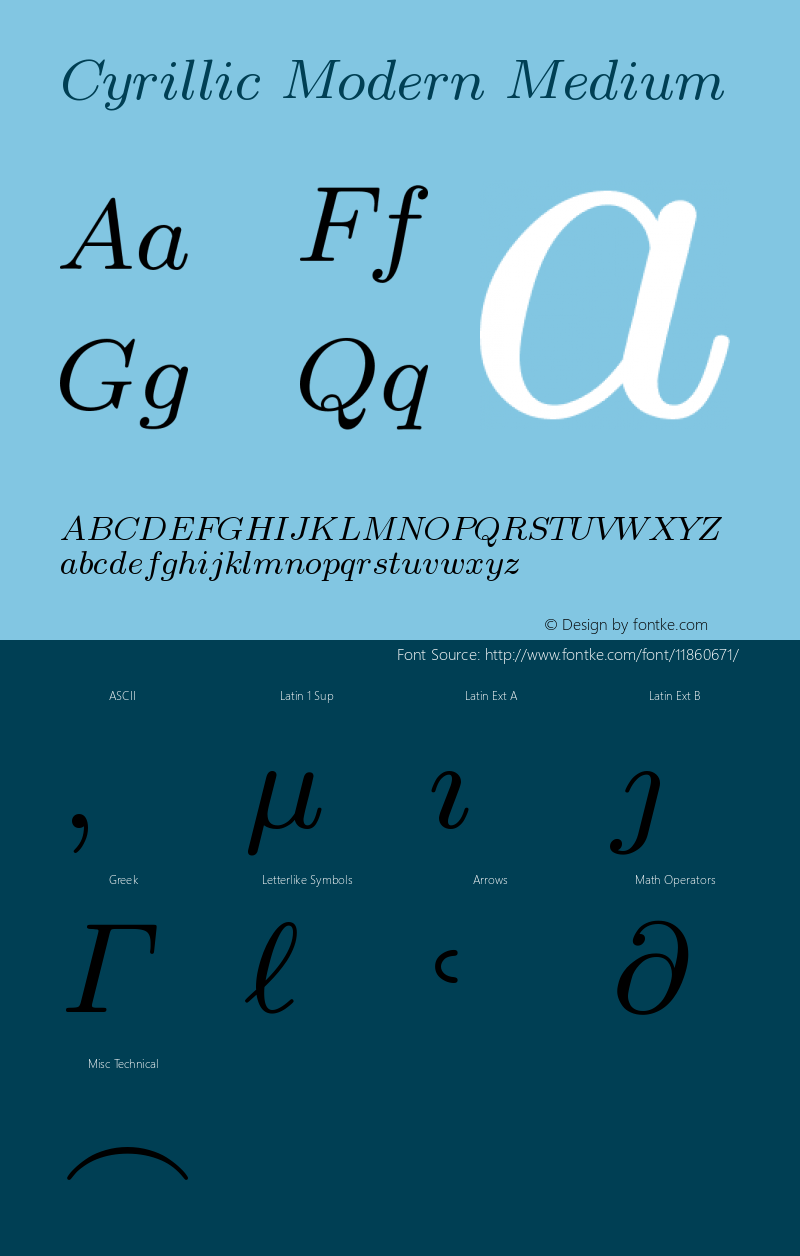 Cyrillic Modern Medium Version 003.002 Font Sample