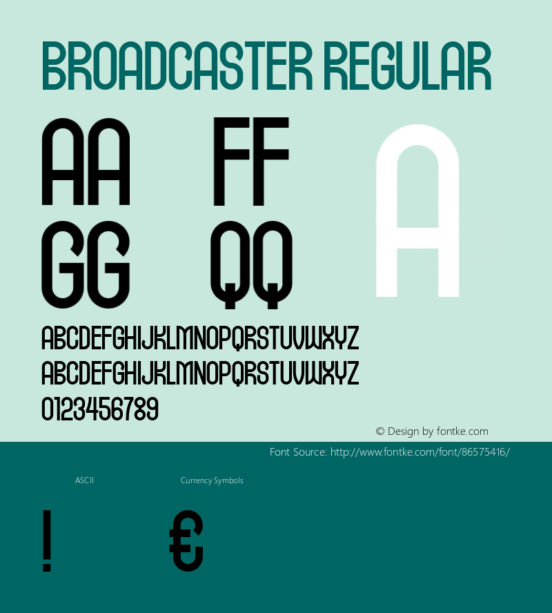 Broadcaster Regular Version 1.000 Font Sample