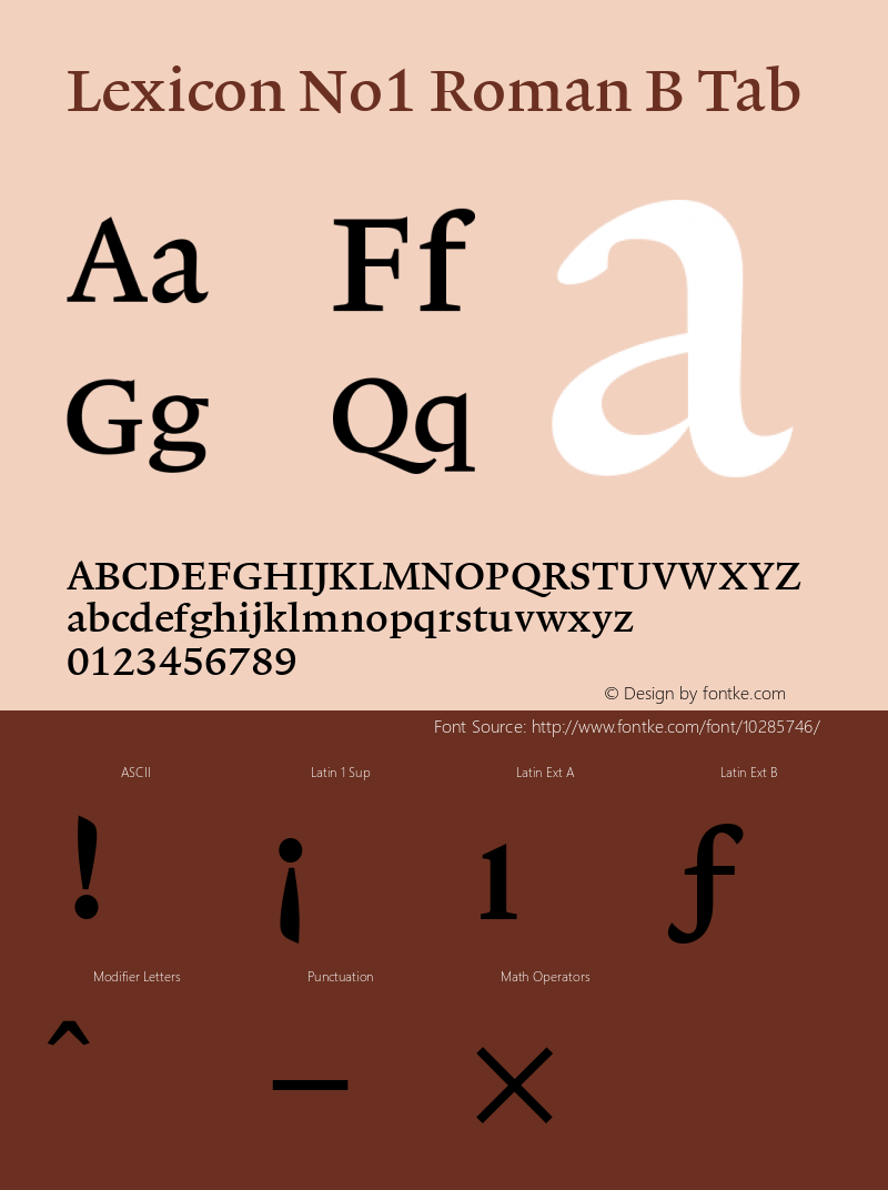 Lexicon No1 Roman B Tab 001.000 Font Sample