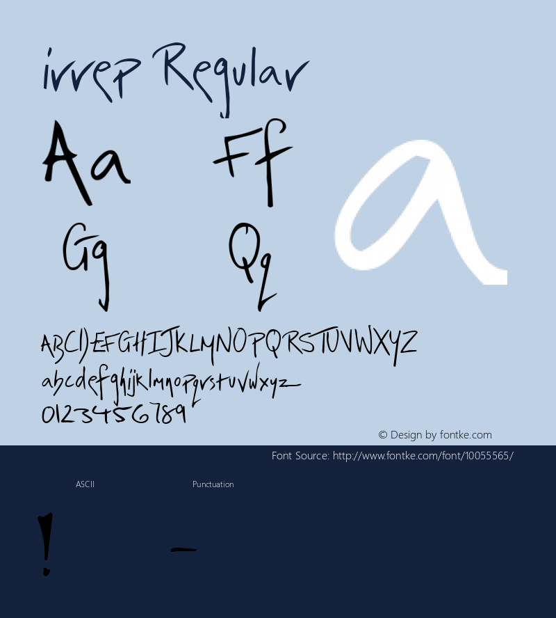 irrep Regular Macromedia Fontographer 4.1 26-08-98 Font Sample