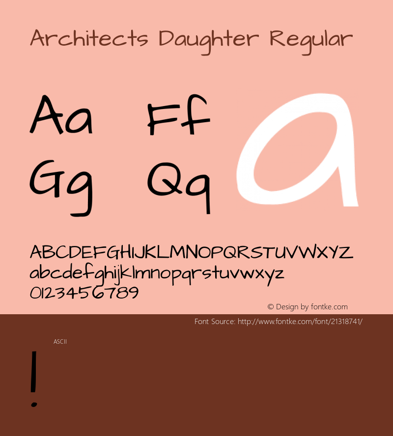 Architects Daughter Regular  Font Sample