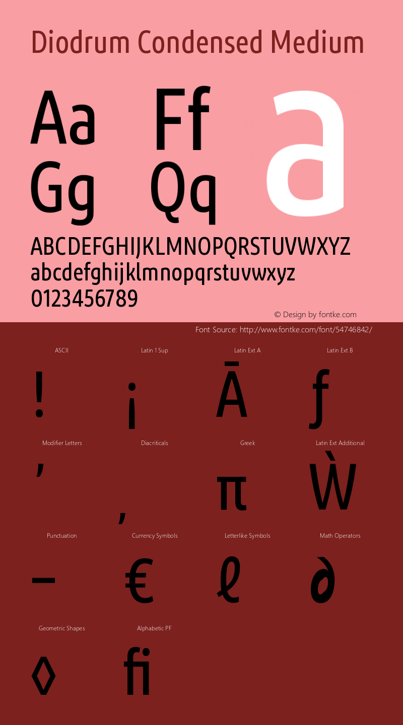 Diodrum Condensed Medium Version 1.000;hotconv 1.0.109;makeotfexe 2.5.65596 Font Sample