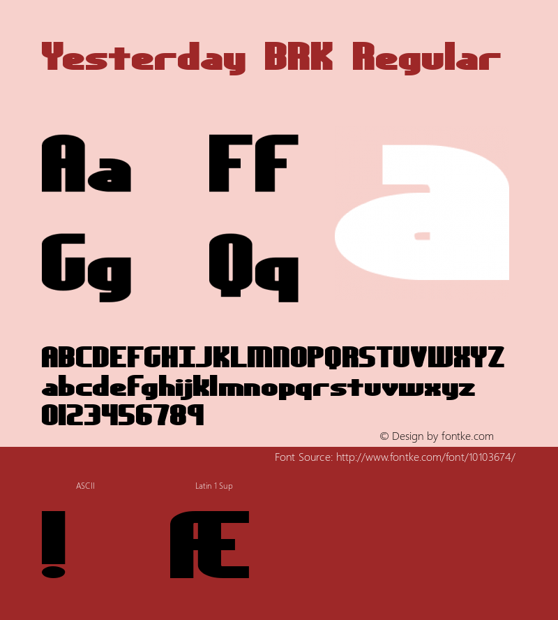 Yesterday BRK Regular Version 1.04 Font Sample