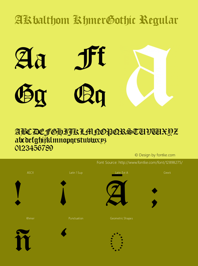 AKbalthom KhmerGothic Regular Version 1.00 February 19, 2014 Font Sample