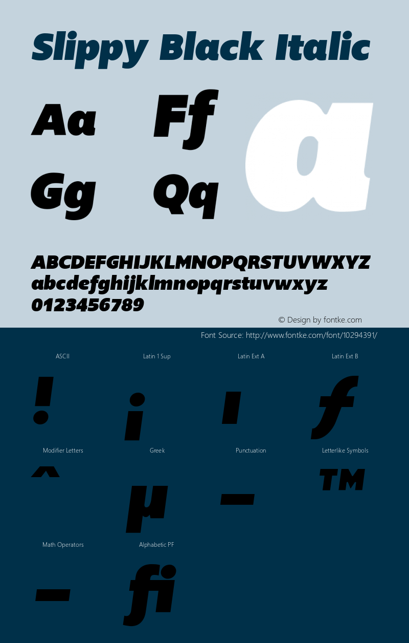 Slippy Black Italic 001.000 Font Sample