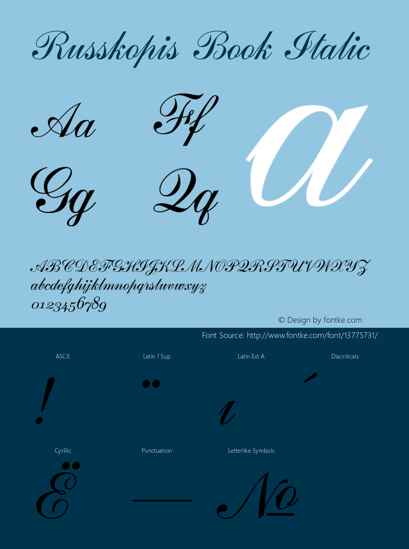 Russkopis Book Italic Version 0.1.0 Font Sample