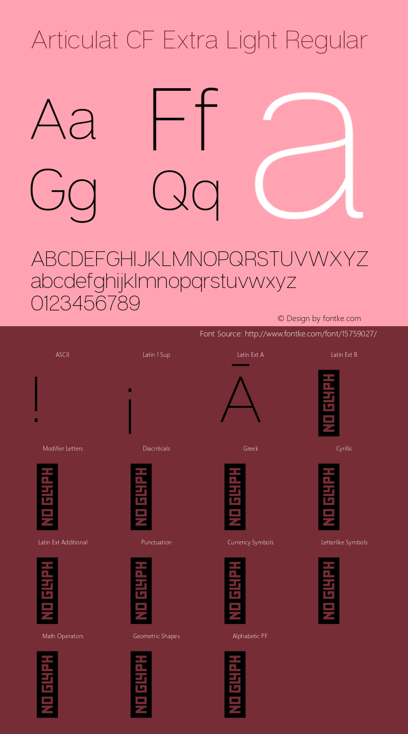 Articulat CF Extra Light Regular Version 1.030 Font Sample