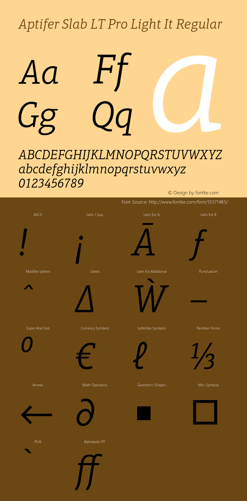 Aptifer Slab LT Pro Light It Regular Version 1.000;PS 001.000;hotconv 1.0.38 Font Sample