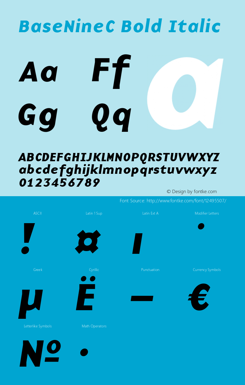 BaseNineC Bold Italic OTF 1.0;PS 001.000;Core 116;AOCW 1.0 161 Font Sample